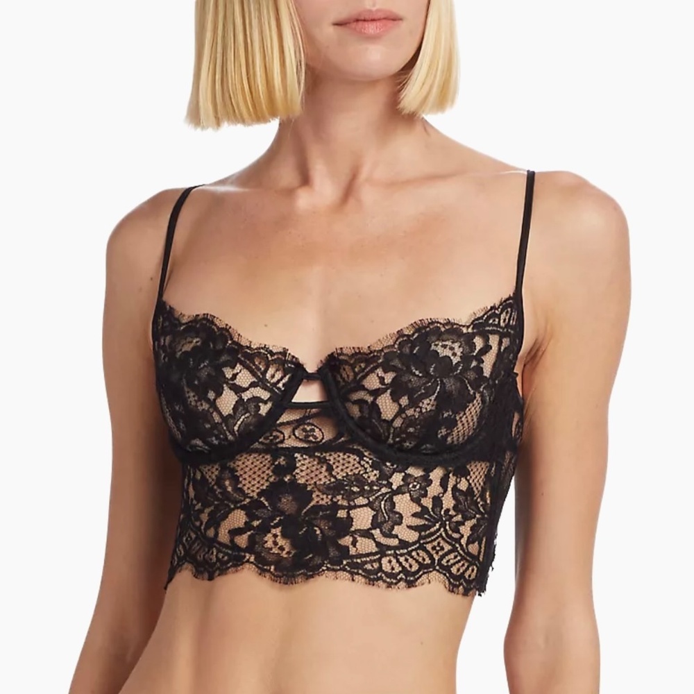 Kiki de Montparnasse Black Lace Longline Bra Sz M